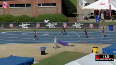 Girls' 400m, Prelims 16 - Age 14 - Cha'iel Johnson 55.92