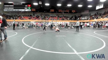 90 lbs Semifinal - Jaxon Hines, Comanche Takedown Club vs John Dennis, Marlow Outlaws