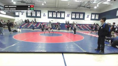 122 lbs 3rd Place Match - Aric Mendoza, Braveheart WC vs David Arzate, Riverside Rascals