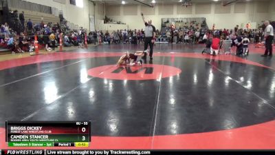 55 lbs Quarterfinal - Camden Stancer, Rogers Area Youth Wrestling Cl vs Briggs Dickey, Forest Lake Wrestling Club