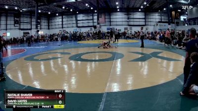 75 lbs Round 1 (6 Team) - Natalie Shaver, NORTH CAROLINA WRESTLING FACTORY vs David Hayes, CAROLINA ELITE WRESTLING CLUB