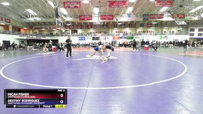 160 lbs Champ. Round 1 - Micah Fisher, Unattached Cumberlands vs Destiny Rodriguez, Unattached McKendree University