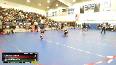 132 lbs Champ. Round 2 - Carlito Zepeda, Ventura Highschool vs Julian Espinoza, FWC