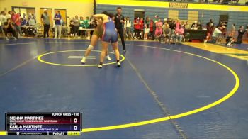 170 lbs Semifinal - Sienna Martinez, Southwest Timberwolves Wrestling Club vs Karla Martinez, Wichita Blue Knights Wrestling Club