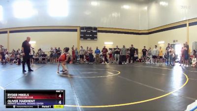 98 lbs Cons. Semi - Ryder Mikels, Portage Wrestling Club vs Oliver Maidment, Midwest Regional Training Center