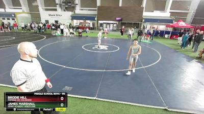 96 lbs Cons. Round 3 - Brodie Hill, Pomona WC Colorado vs James Marshall, Lewis Academy Wrestling