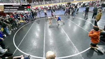 120 lbs Quarterfinal - Justus Peregrina, Coeur D`Alene High School vs Caleb Poe-Hatten, Flathead