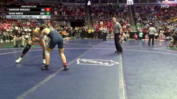 1A-190 lbs Champ. Round 2 - Ryan Wirtz, Emmetsburg vs Dawson Boileau, Regina, Iowa City