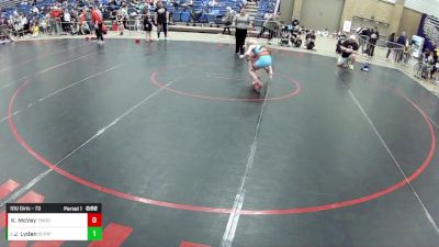 10U Girls - 73 lbs Quarters - Jentry Lyden, South Central Punisher Wrestling vs Kinslee McVey, Threestyle Wrestling Of Oklahoma