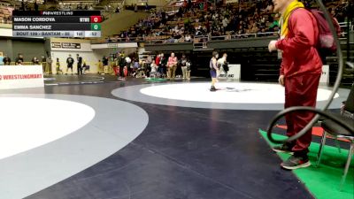 Bantam - 85 lbs Champ. Round 1 - Mason Cordova, Wan-Tu-Wazuri Oakland Youth Wrestling Club vs Emma Sanchez
