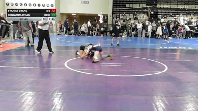 65 lbs Semifinal - Tyanna Evans, Revival X vs Benjamin Atkas, CT Whale Orca - ESE