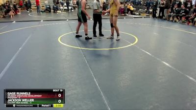 215 lbs Round 5: 12:00pm Sat. - Jackson Weller, Colony High School vs Gage Runnels, Student Wrestling Development Program