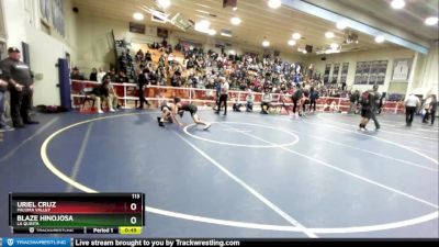 113 lbs Cons. Round 2 - Blaze Hinojosa, La Quinta vs Uriel Cruz, Paloma Valley