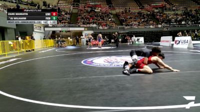 Junior Boys - 132 lbs Champ. Round 1 - Zane Maniatis, Golden State Wrestling Club vs RJ Wilharm, Pitman High School Wrestling