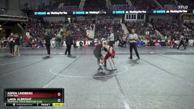 110 lbs Quarterfinal - Aspen Lindberg, Colby Kids vs Lakin Albright, Frontenac Youth Wrestling Club