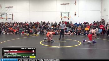 DIVISION 17 lbs Round 1 - Owen Grimstad, Waukon vs Adam Waddell, New Hampton/Turkey Valley