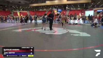 106 lbs Cons. Round 3 - Blayklee Vasquez, OK vs Sara Keeton, MO