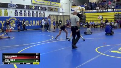 130 lbs Cons. Round 3 - Andi Addis, LEBANON vs Emily Manor, Jay County