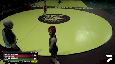 90 lbs Cons. Round 1 - Myles Nelson, Redwood Valley vs Kylar Gadbaw, Osakis