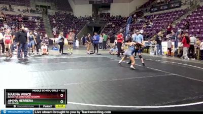 102 lbs Semifinal - Marina Wince, Black Fox Wrestling Academy vs Amina Herrera, Colorado