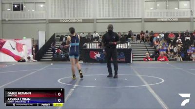 106 lbs Round 1 (16 Team) - Gable Hemann, Iowa vs Aryana Loran, North Dakota Red