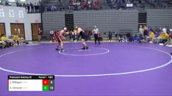 285 lbs Placement Matches (8 Team) - Jack Milligan, Carmel vs Austin Vanover, Evansville Mater Dei