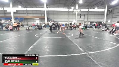 95 lbs Cons. Round 5 - Nixxon Cook, All In Wrestling Academy vs Rayce Simmons, RMMS