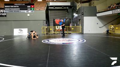 Junior Boys - 120 lbs Cons. Round 3 - Makai Van Natta, Hanford High School Wrestling vs Aidan Pasamonte, La Costa Canyon High School Wrestling