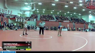 145 lbs Champ. Round 2 - Matthew Staples, Midwest Regional Training Cent vs Colten Gemmer, Midwest Xtreme Wrestling