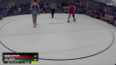 218 lbs Round 3 (8 Team) - Zak Juelfs, South Dakota Lightning vs Mason Koehler, Iowa PWC