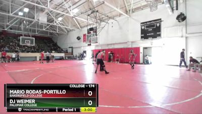 174 lbs Champ. Round 1 - Dj Weimer, Palomar College vs Mario Rodas-Portillo, Bakersfield College