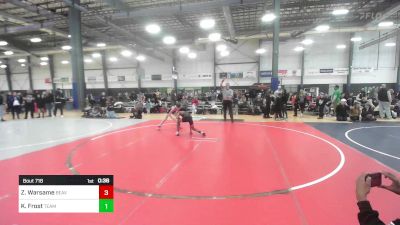 102 lbs Consi Of 4 - Zayd Warsame, Beaver Dam Wrestling Club vs Kellen Frost, Team Aggression