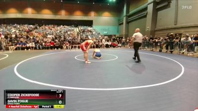 165 lbs Quarterfinal - Cooper Zickefoose, Claremore vs Gavin Pogue, Eagle Point