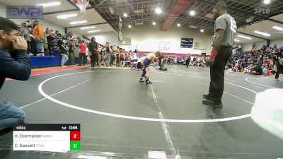 49 lbs Consi Of 8 #2 - Kyson Overholser, Warrior Wrestling Club vs Cooper Gassett, Team Tulsa Wrestling Club