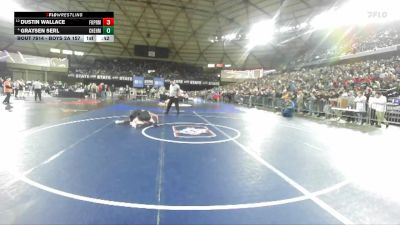 Boys 2A 157 lbs Quarterfinal - DUSTIN WALLACE, Franklin Pierce vs Graysen Serl, W. F. West