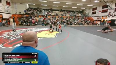 49 lbs Champ. Round 1 - Lincoln Kirkwood, Green River Grapplers vs Roman Martinez, North Big Horn Rams