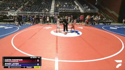 53 lbs Cons. Round 4 - Justin Thompson, Pinedale Pummelers vs Ryker Layher, Douglas Wrestling Club