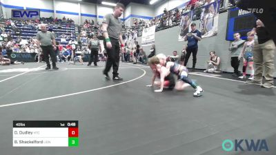 40 lbs Semifinal - Denver Dudley, Hinton Takedown Club vs Braxton Shackelford, Lions Wrestling Academy