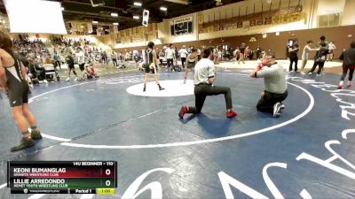 110 lbs Round 2 - Keoni Bumanglag, Granite Wrestling Club vs Lillie Arredondo, Hemet Youth Wrestling Club