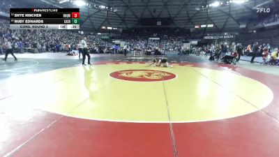 Girls 1B/2B/1A 125 Cons. Round 3 - Shye Hinchen, Hoquiam (Girls) vs Ruby Edwards, Cashmere (Girls)