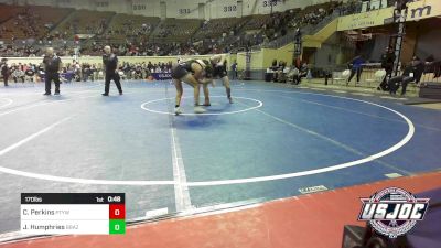 170 lbs Consi Of 8 #2 - Cooper Perkins, Perkins-Tryon Youth Wrestling vs John Humphries, Brazos Valley Wrestling Club