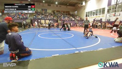 55-58 lbs Quarterfinal - Weston Olvera, Honey Badgers Wrestling Club vs Jack Crain Jr, Team Tulsa Wrestling Club