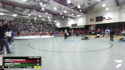 110 lbs Cons. Round 2 - Emerith Ceron, Victor Valley vs Jordyn Valenzuela, Citrus Valley