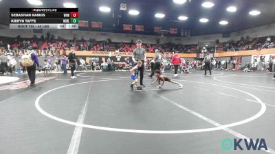40 lbs 5th Place - Sebastian Ramos, Weatherford Youth Wrestling vs Kieryn Taffe, Noble Takedown Club