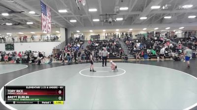 65 lbs Cons. Round 3 - Tory Rice, Prodigy Wrestling vs Brett Burlin, Southwest Timberwolves Kids