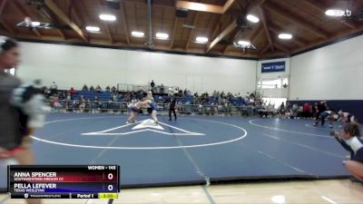 145 lbs Cons. Semi - Pella LeFever, Texas Wesleyan vs Anna Spencer, Southwestern Oregon CC