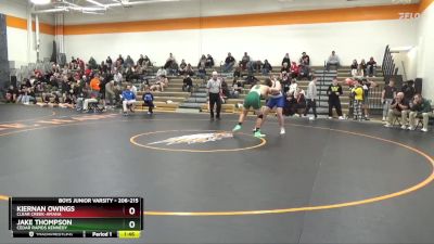 206-215 lbs Round 1 - Kiernan Owings, Clear Creek-Amana vs Jake Thompson, Cedar Rapids Kennedy