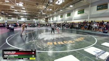 132 lbs Quarterfinal - Rayden Zens, Aberdeen Central vs Kort Sorensen, Cody High School