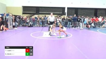 73 lbs Quarterfinal - Tristan Lopez, Vougar's Honors ES vs Kael Davis, GA Justice Takedown ES