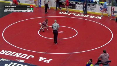 102 lbs Consi Of 16 #2 - Gentry Smith, California vs Lilly Myers, Union